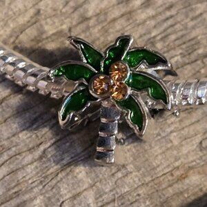 NWT Palm Tree  Coconut Cubic Zirconia Charm for Bracelet or Necklace